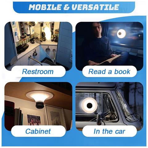 Luce Notturna Led Portatile Ricaricabile Con Ventosa Sensore Movimento Passaggio - Foto 2