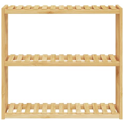 Mensola Da Bagno 3 Ripiani Montaggio A Parete 60x15x54cm Bambù - Foto 3