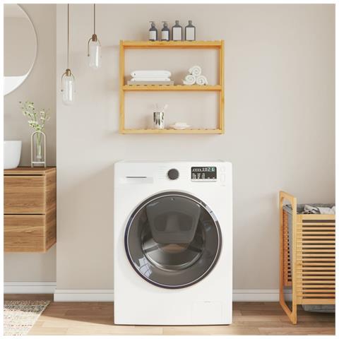 Mensola Da Bagno 3 Ripiani Montaggio A Parete 60x15x54cm Bambù - Foto 1