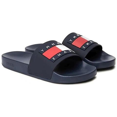 Dark Night Navy Casual Open Pool Slide Infradito Sintetico Scarpe Uomo Blu Eu 46, Em0em01191 C1g - Foto 1