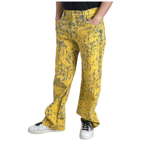 Jeans In Denim Dritto Tinto In Cotone Giallo - It50 - L - Foto 3