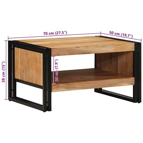 Tavolino da Salotto 70x50x38 cm Legno Massello di Acacia - Foto 2