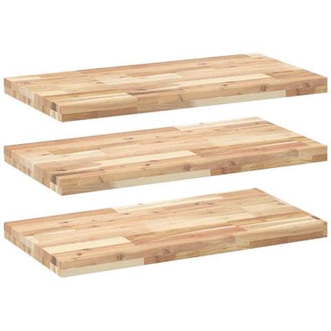 Mensole Da Parete 3 Pz 80x40x4 Cm Legno Acacia Non Trattato - Foto 2