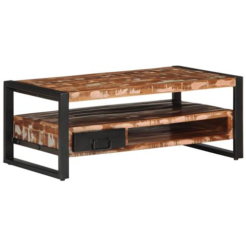 Tavolino Salotto Multicolore 90x50x36cm Legno Massello Recupero - Foto 10