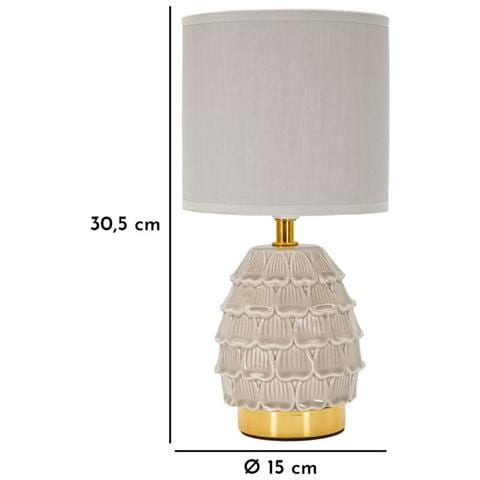 Lampada Da Tavolo Mf97 - Beige - Ceramica - 15x15x30,5 Cm - Foto 6