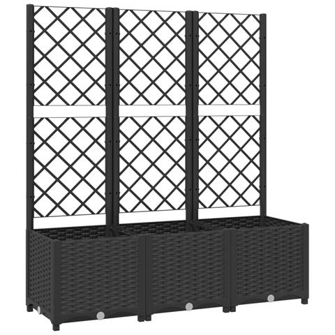 Fioriera Da Giardino Con Traliccio Nera 120x40x136 Cm Pp - Foto 1