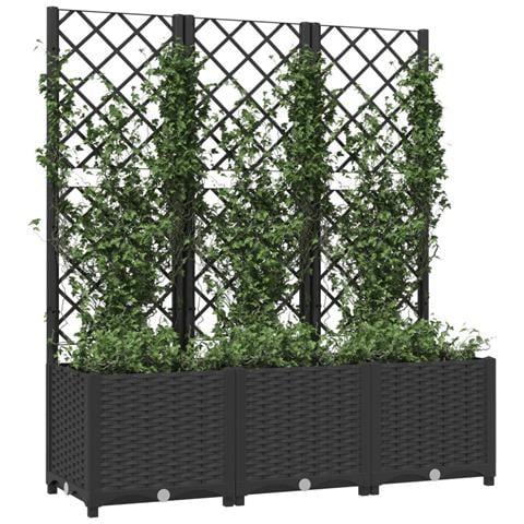 Fioriera Da Giardino Con Traliccio Nera 120x40x136 Cm Pp - Foto 2