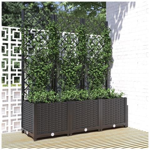 Fioriera Da Giardino Con Traliccio Nera 120x40x136 Cm Pp - Foto 8