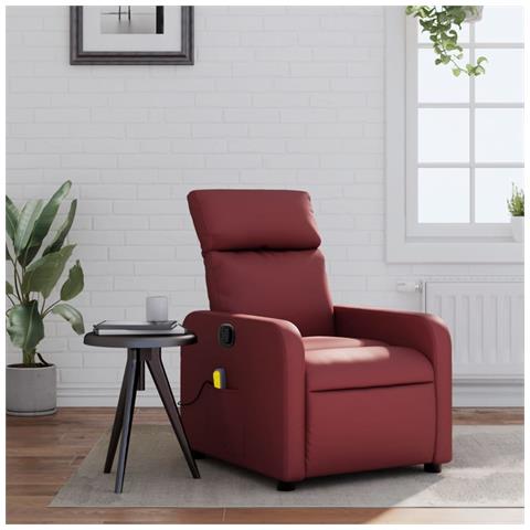 Lusso Casadino -  Poltrona Massaggiante Reclinabile Rosso Vino In Similpelle - Foto 8