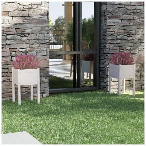 Fioriere Da Giardino 2 Pz Bianche 40x40x70 Cm In Legno Di Pino - Foto 8