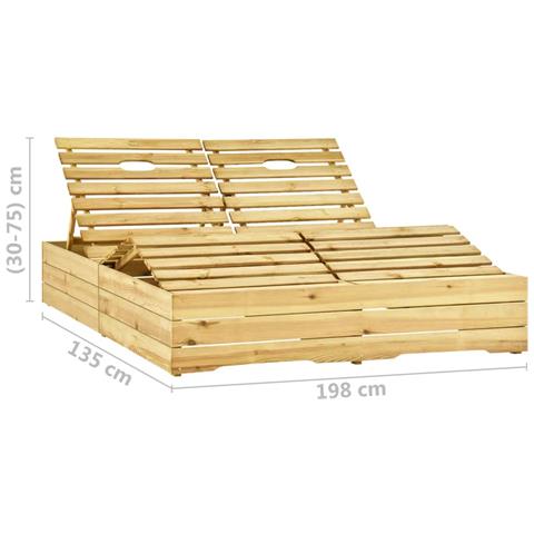 Lusso Casadino -  Lettino Prendisole Doppio Con Cuscini Crema In Pino Impregnato - Foto 8