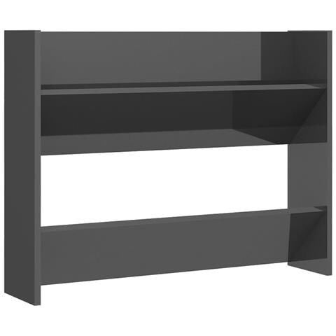 Scarpiera A Muro Grigio Lucido 80x18x60 Cm In Legno Multistrato - Foto 1