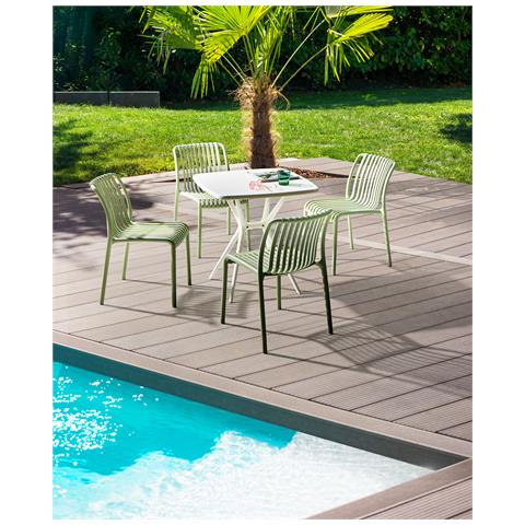 Set Di 4 Sedie Da Giardino Ariccia Verde Chiaro - Foto 1