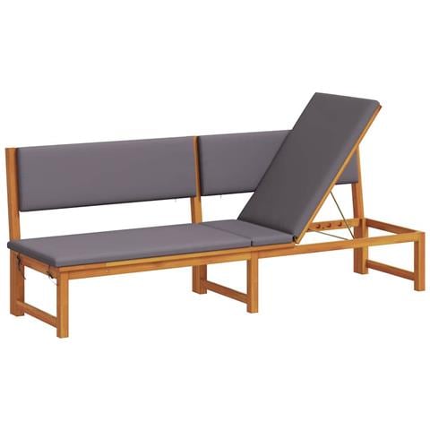 Lettino prendisole 3-in-1 con cuscini grigi chiari in legno massello di acacia - Foto 1
