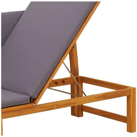 Lettino prendisole 3-in-1 con cuscini grigi chiari in legno massello di acacia - Foto 9