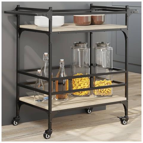 Carrello da Cucina Rovere Sonoma 82x40x78,5cm Legno Multistrato - Foto 2