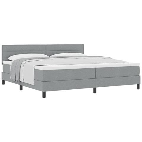 Letto Box Spring con Materasso Grigio Chiaro 200x200 cm Tessuto - Foto 1