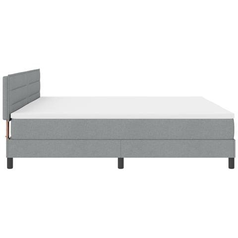 Letto Box Spring con Materasso Grigio Chiaro 200x200 cm Tessuto - Foto 9