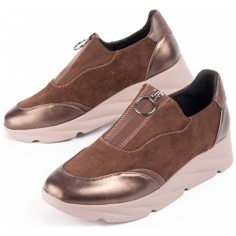 Scarpa Con Zeppa Caleb Marrone Marrone Materiale Sintetico E Tessile - Foto 1