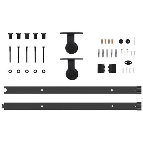 Porta scorrevole con set di hardware bianco 93x232 cm in legno massello di pino, Porta interna 'ORKDAL'bianca 93x232x4 cm in legno massello di pino - Foto 9