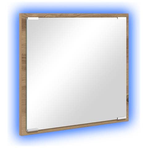 Specchio da bagno LED Rovere artigianale 40x8.5x37 cm Legno ingegnerizzato - Foto 1