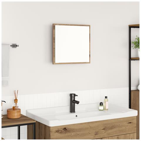 Specchio da bagno LED Rovere artigianale 40x8.5x37 cm Legno ingegnerizzato - Foto 2