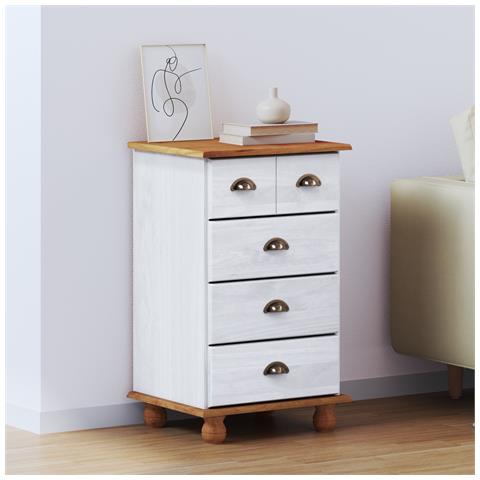 Cassettiera 'ASKIM'Bianca 45.8x40x79 cm Legno Massello di Pino - Foto 2