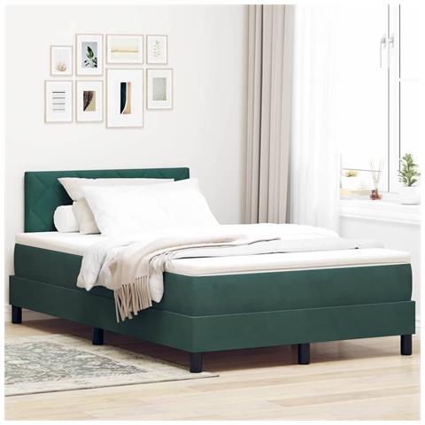 Letto a molle con materasso Verde scuro 120 x 190 cm Velluto - Foto 2