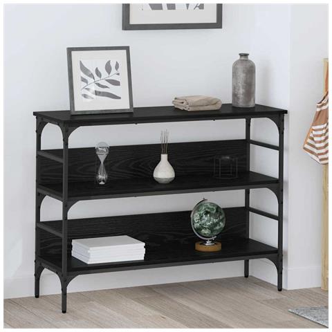 Tavolo consolle Rovere nero 100 x 32 x 75 cm Legno multistrato - Foto 2