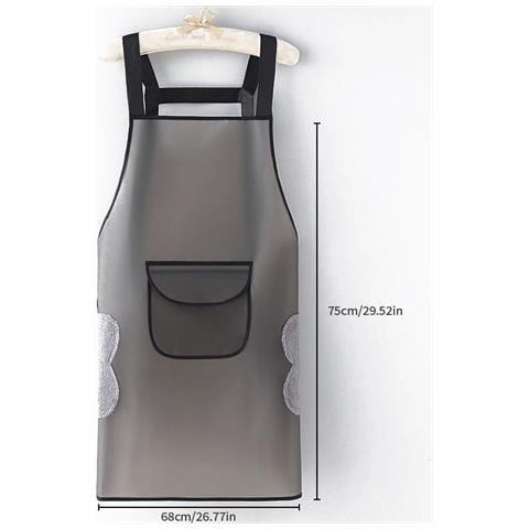 Grembiule Impermeabile In Tpu Senza Maniche Con Tasche Asciugamani - Grembiule Da Cucina Grigio - Foto 3