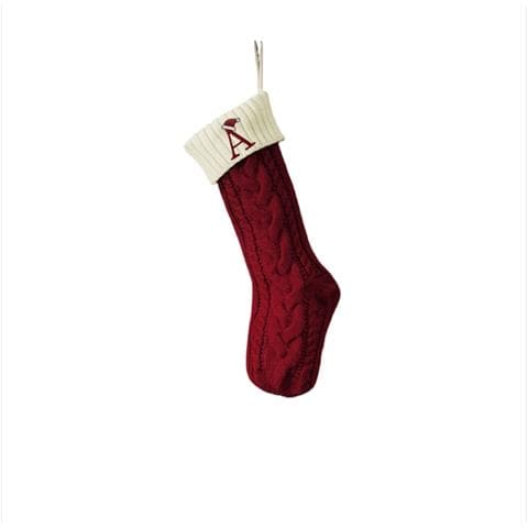 Calza Di Natale Lavorata A Maglia Ricamata Personalizzata Con Lettera A - Decorazione Festiva - Foto 1