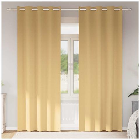 Tende con tende 2 pcs Beige Poliestere - Foto 2