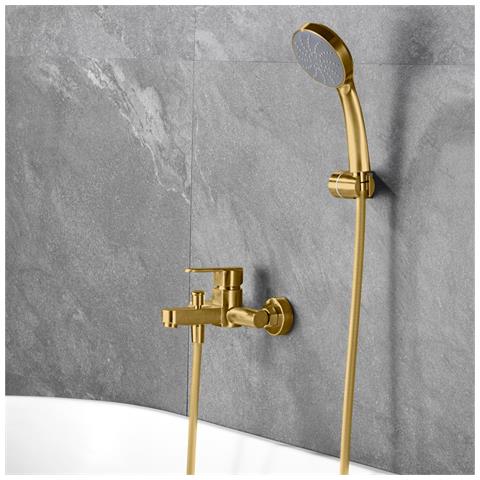 Imex Miscelatore Vasca-doccia In Ottone Con Tubo Flessibile Metallico 180 Cm Supporto Doccia Abs Cartuccia Ceramica Ø35 Mm Finitura Oro Spazzolato Maniglia Rotonda - Serie Roma Imex-bdr001-4oc - Foto 1