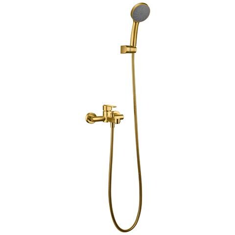 Imex Miscelatore Vasca-doccia In Ottone Con Tubo Flessibile Metallico 180 Cm Supporto Doccia Abs Cartuccia Ceramica Ø35 Mm Finitura Oro Spazzolato Maniglia Rotonda - Serie Roma Imex-bdr001-4oc - Foto 2