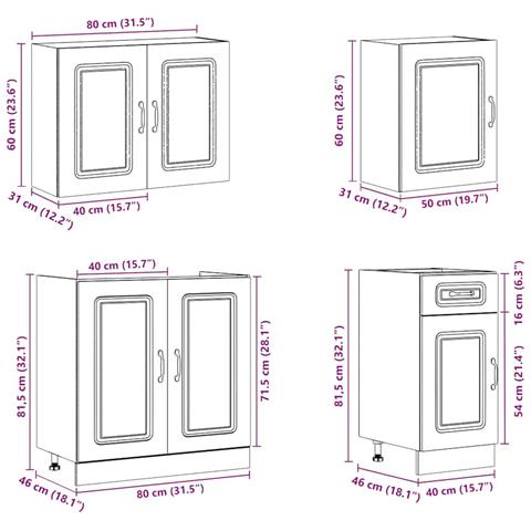 Set Mobili da Cucina 7 pz Kalmar Bianco Legno Multistrato - Foto 9