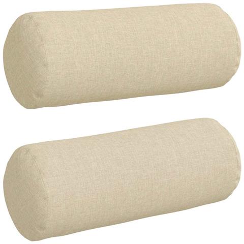 Cuscini a rullo 2 pcs Crema Ø 15 x 40 cm Tessuto - Foto 1