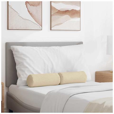 Cuscini a rullo 2 pcs Crema Ø 15 x 40 cm Tessuto - Foto 2