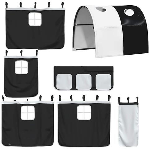 Letto a Castello senza Materasso Bianco e Nero 90x190cm in Pino - Foto 9