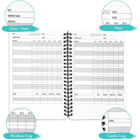 Quaderno Di Allenamento A5 A Spirale - Diario Di Esercizi E Pianificatore Giornaliero Black - Foto 2