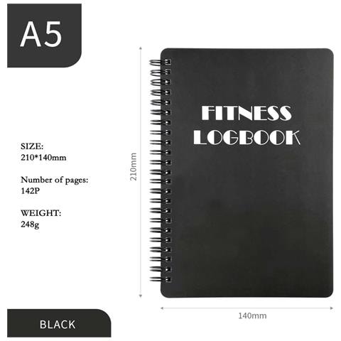 Quaderno Di Allenamento A5 A Spirale - Diario Di Esercizi E Pianificatore Giornaliero Black - Foto 1