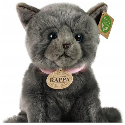 Peluche Gatto 25cm Realista Ultra Morbido In Materiale Riciclato Ecologico, Grigio - Foto 2