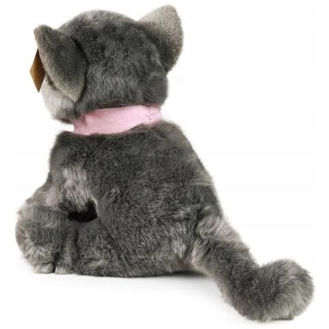 Peluche Gatto 25cm Realista Ultra Morbido In Materiale Riciclato Ecologico, Grigio - Foto 4