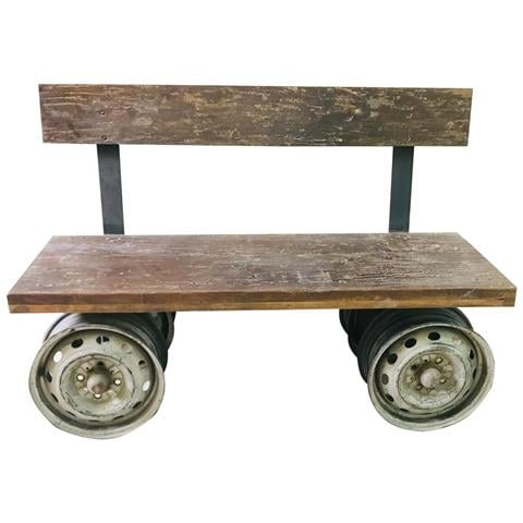 Sgabello In Legno E Metallo Marrone 142x44x98h - Foto 1