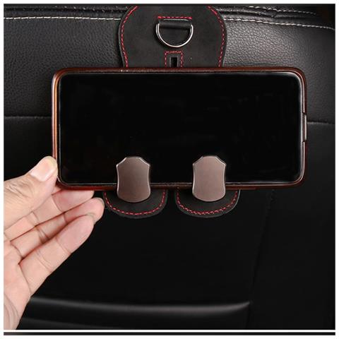 Gancio Doppio Multiuso Per Auto — Gancio Poggiatesta Metallico Rivestito Scamosciato, Organizzatore Sedile Ad Alta Capacità Black - Foto 2