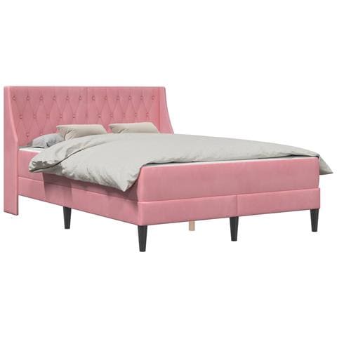 Struttura letto con materasso Rosa 180 x 200 cm Velluto - Foto 1