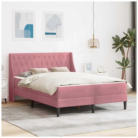 Struttura letto con materasso Rosa 180 x 200 cm Velluto - Foto 2