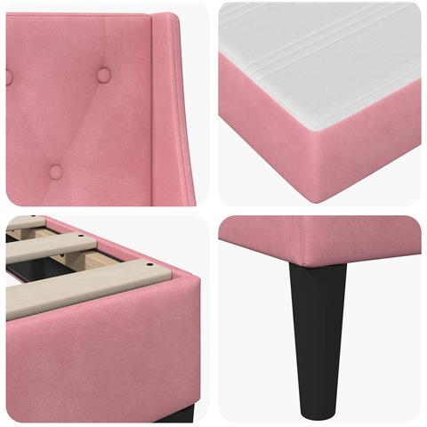 Struttura letto con materasso Rosa 180 x 200 cm Velluto - Foto 9