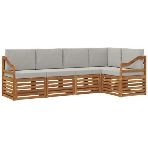 Set divani con cuscino 5 pcs Grigio Naturale e Chiaro - Foto 1