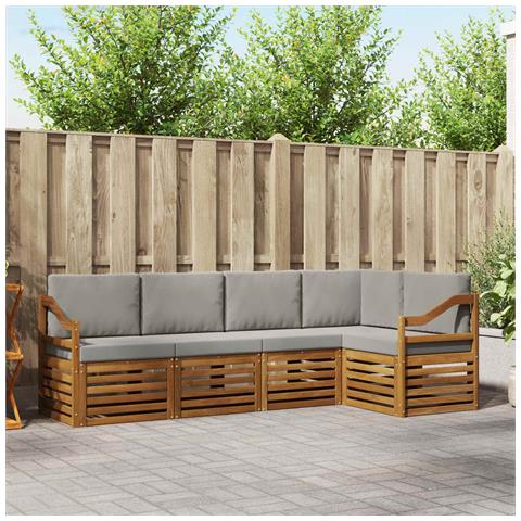 Set divani con cuscino 5 pcs Grigio Naturale e Chiaro - Foto 2