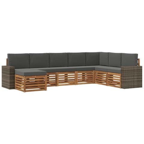 Set di divani da esterno con cuscino 8 pcs Naturale e Antracite - Foto 1